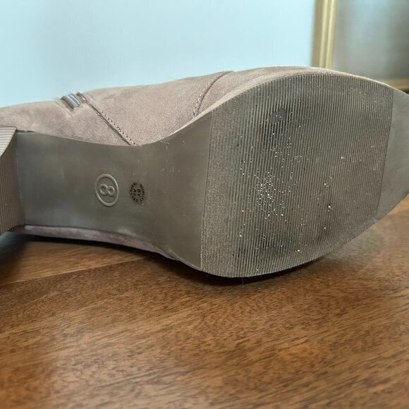 Taupe "Suede" Booties-Size 8 - Picture 4 of 5